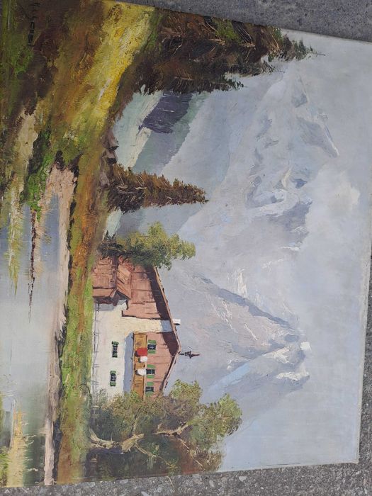 tablou pictura pe panza 50/60 cm semnat datat 1938