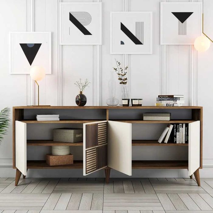 Comoda Milan cu aspect de lemn de nuc din MDF Superba Bucuresti