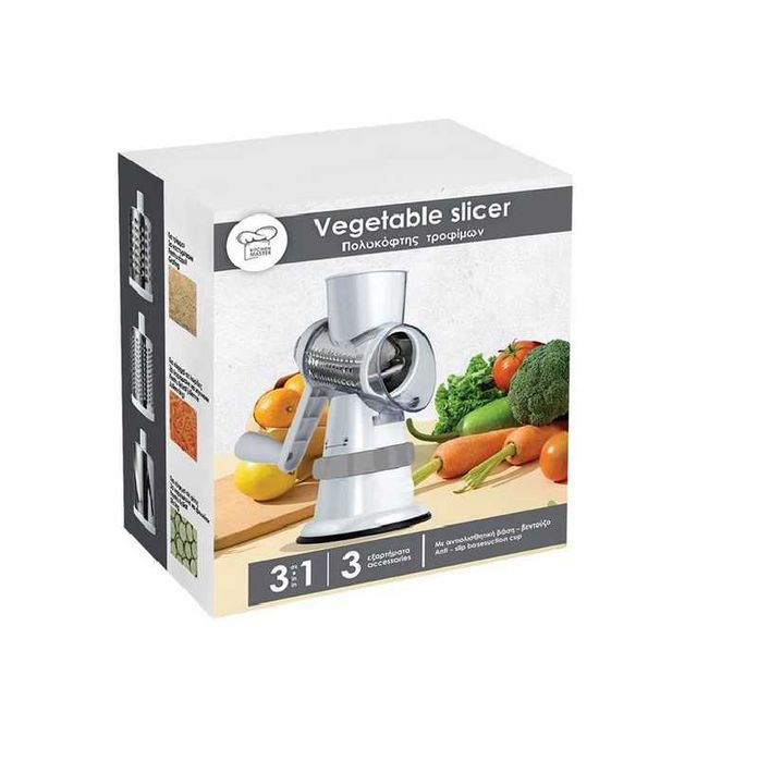 Мултифункционално ренде Mercado Trade, За храни, 3 приставки, Бял