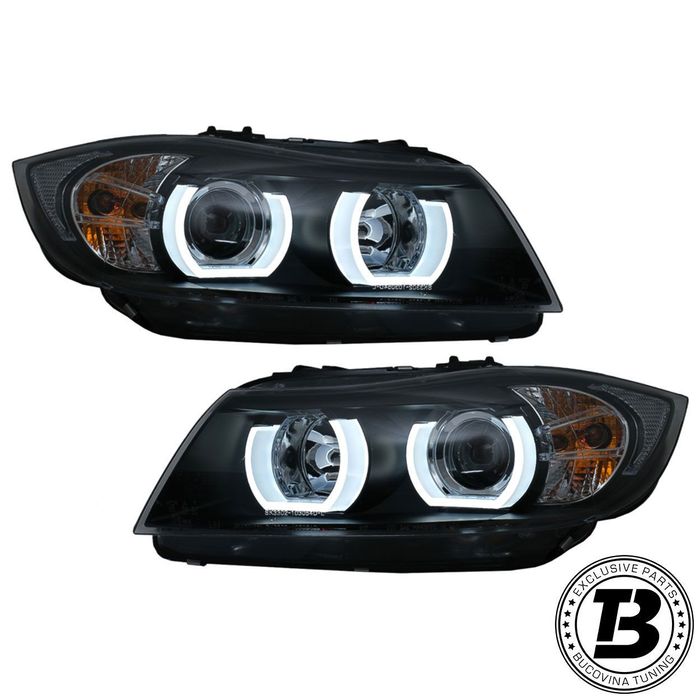 Faruri LED Angel Eyes compatibile cu BMW Seria 3 E90 3D U LED Design