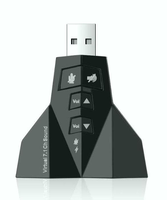Преносима Звукова Карта Двоен Аудио Адаптер за USB порт 3D Virtual7.1 Канала Външна Музикална Карта за Компютър Лаптоп 3.5mm Жак Вход за 2х Микрофона