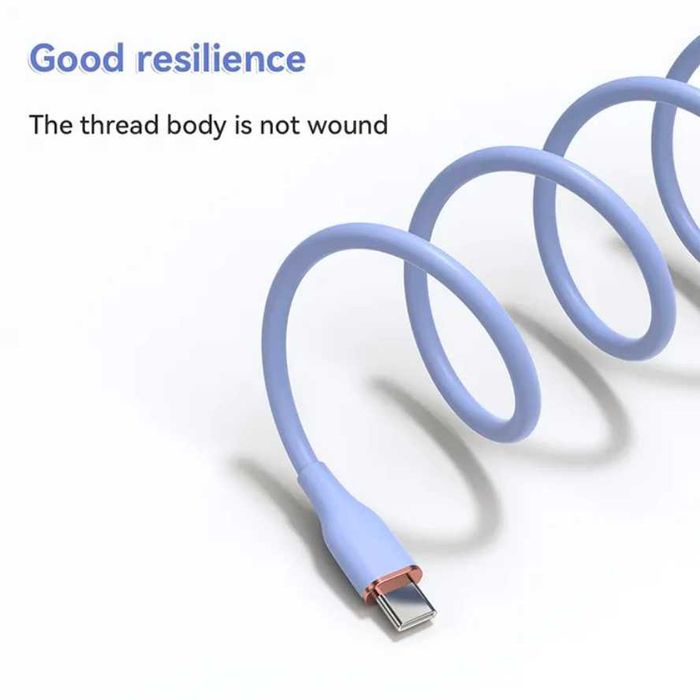 Силиконов кабел USB C to Lightning , 27W, 1 м, бял