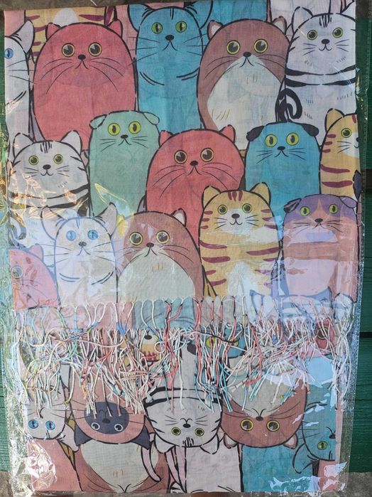 Шал памук и кашмир с котки