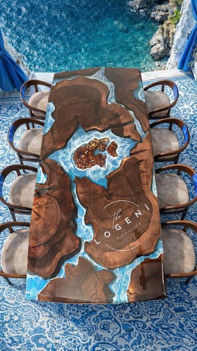 Луксозна епоксидна маса “Ocean” от орех – дизайнерска маса