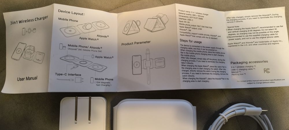 Turbocharged Wireless Charger - Магнитно сгъваемо безжично зарядно устройство 3 в 1, бяло