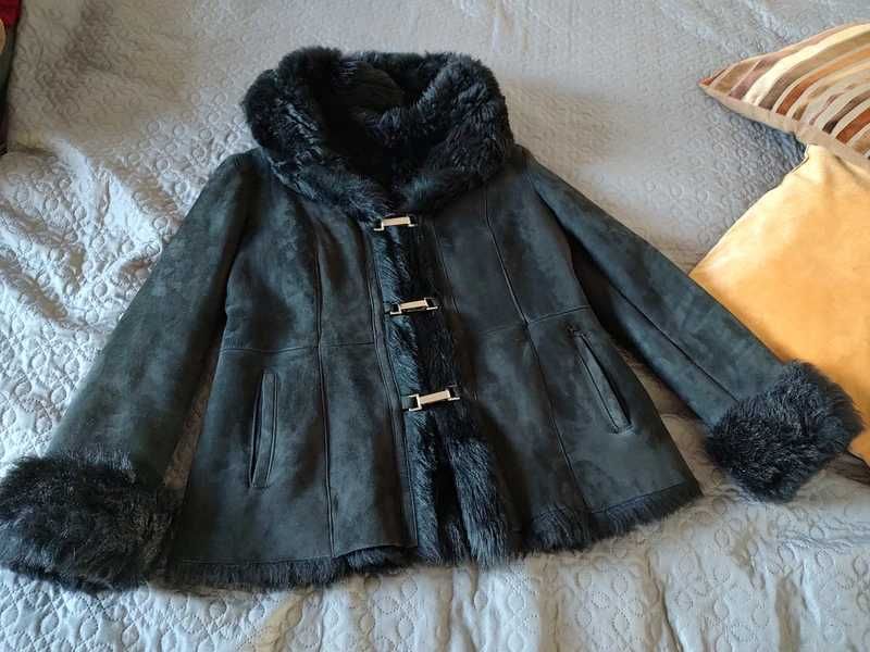 Cojoc cu gluga XXL nou, din piele naturala