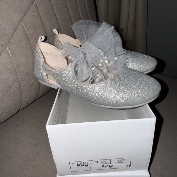 Туфельки для девочек в серебре, 30 размер