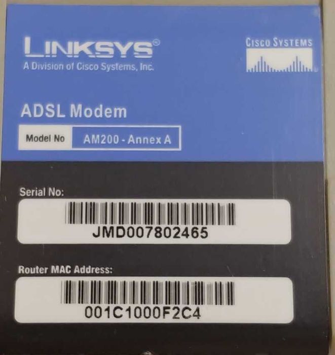 Продам ADSL-модем Linksys AM200 без блока питания