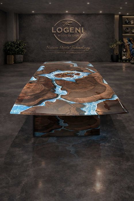 Луксозна епоксидна маса “Ocean” от орех – дизайнерска маса