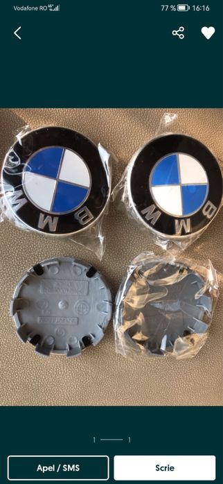 Capace roti jante negre embleme BMW 68mm  1 3 5 7 E46 E90 E60 X1 X3 X5 X6