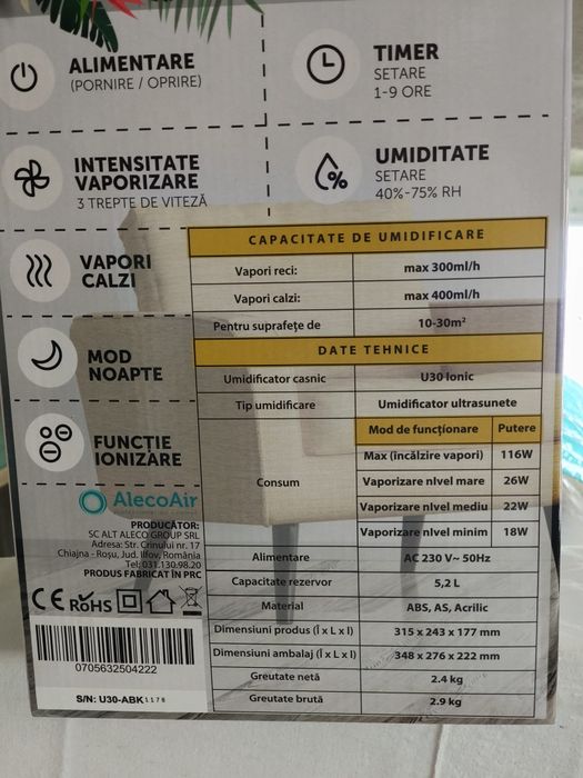 Vând umidificator U30ionic