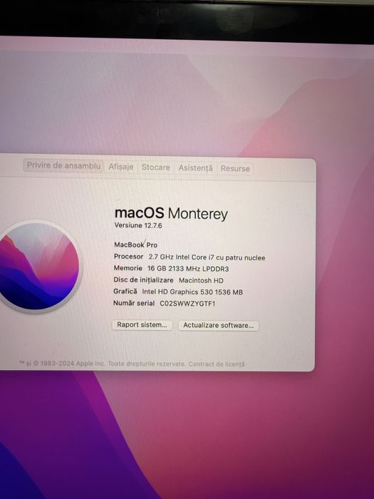 Mcbook Pro 15 16 gb ram 512 gb