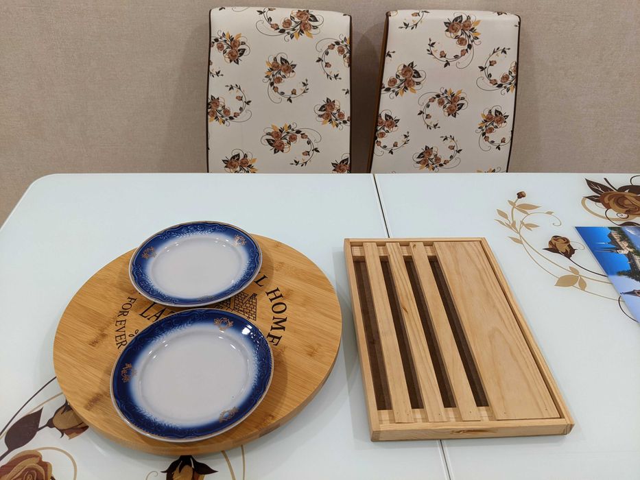 Вращающийся поднос из бамбука , хлеборезка в подарок