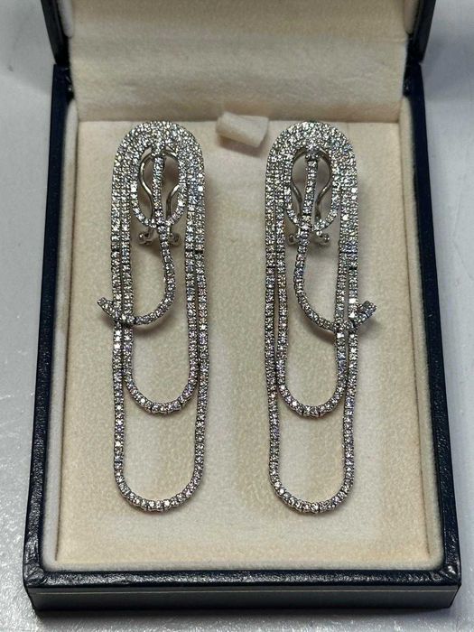 CERCEI AUR alb 18K + 540 Diamante TOP x 0.01 = 5.4CT - 22g. - Tip " Tennis" - Gordini !