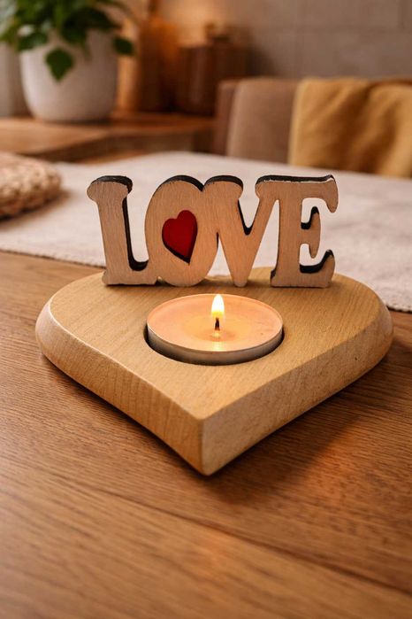 Дизайнерски ръчно изработени свещници от дърво