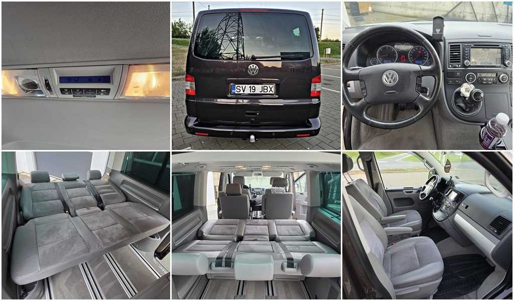 VW MULTIVAN T5 HIGHLINE 2010 7 LOCURI Uși Laterale+Masă Piele/Navigatie/Clima Fata+spate