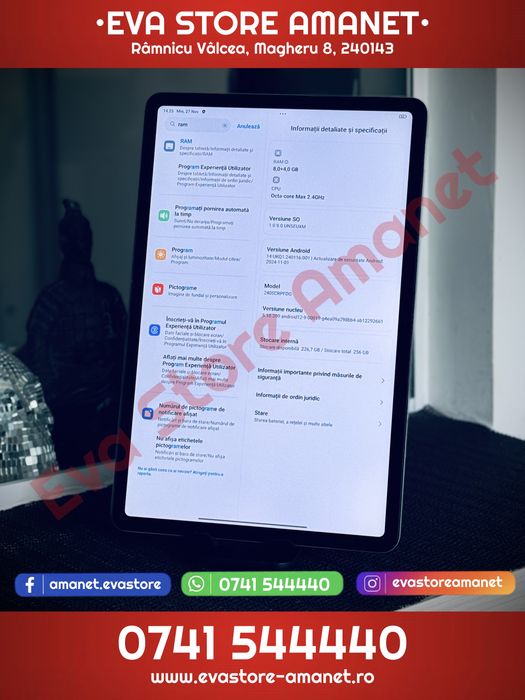 Tableta 12.1” XIAOMI Redmi Pad Pro Quick Silver 256GB 8+4GB RAM WiFi Octa-Core Max 2.4 GHz Android 14 Model: 2405CRPFDG