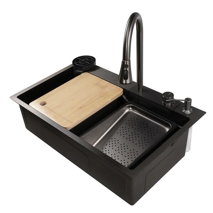 Мултифункционална кухненска мивка със сатенено покритие CASCADA