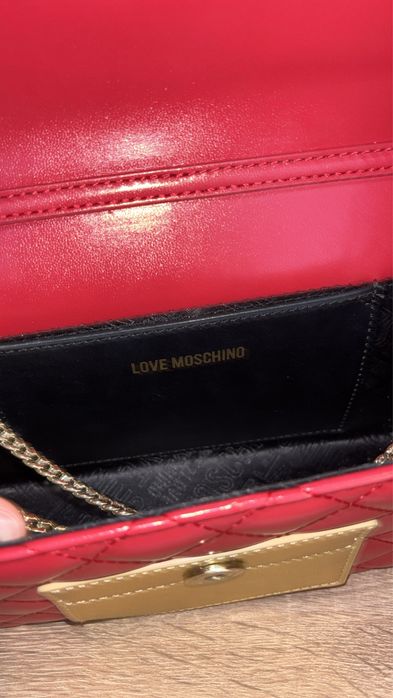 Geanta Love Moschino - Red & gold detail