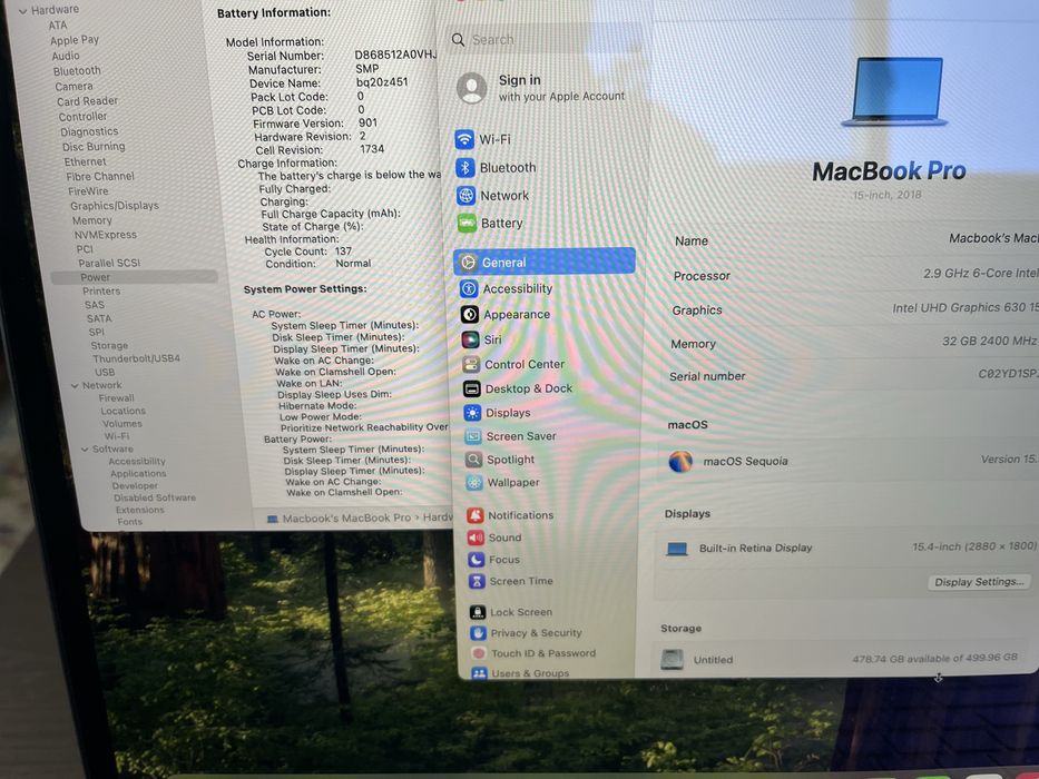 Apple MacBook Pro "Core i9" 2.9GHz 15" Touch/2018  " (Touch Bar) 512 SSD,32GB  RAM