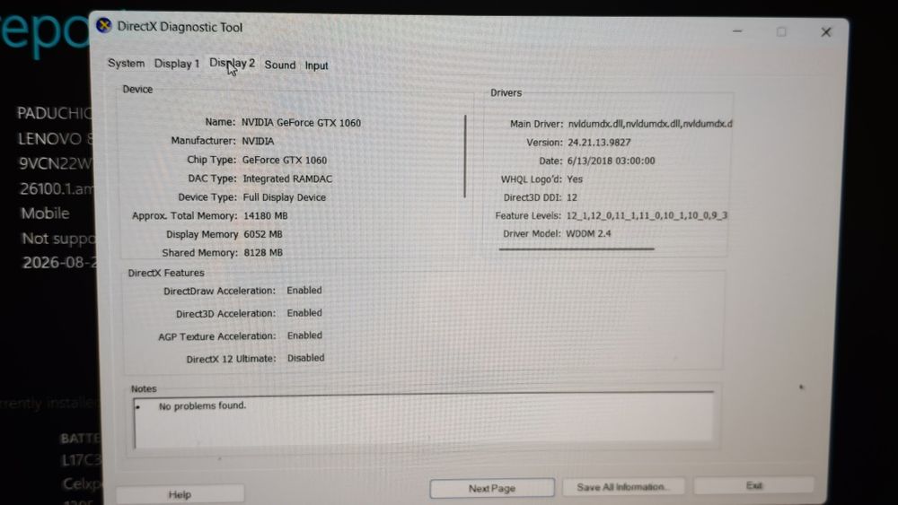 Lenovo Legion Y530-15ICH, i7-8750H, GTX 1060, 16GB RAM, 1.25TB