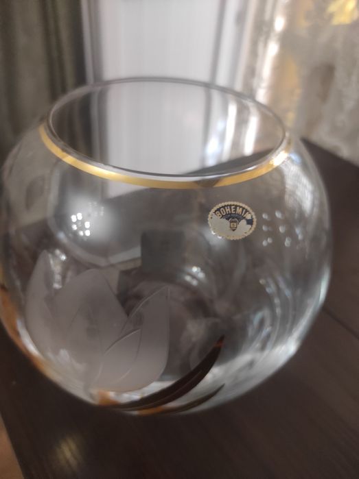 Ваза круглая, богемское стекло