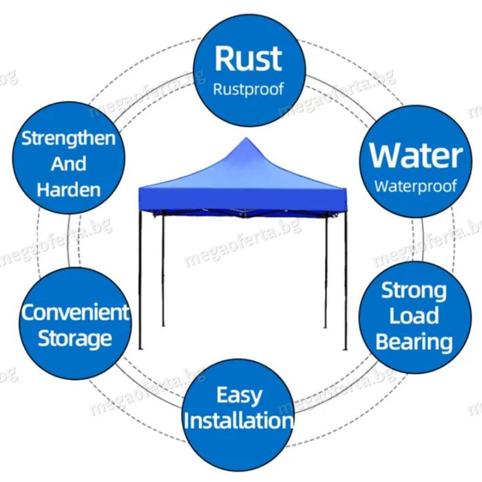 Градинска шатра хармоника 3на3м.–18кг.с неръждаема усилена конструкция