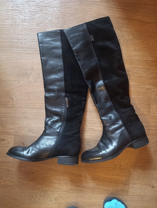 Сапоги из натуральной кожи с замшей 39 размера