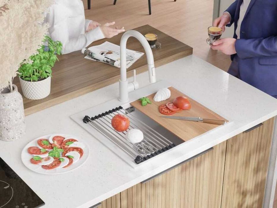 НОВО  Кухненска Мивка от гранит модел Осло XL 500 x 590 mm - Бяла