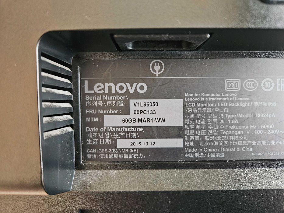 Monitor Lenovo ThinkVision T2324p 23 inch FHD LED