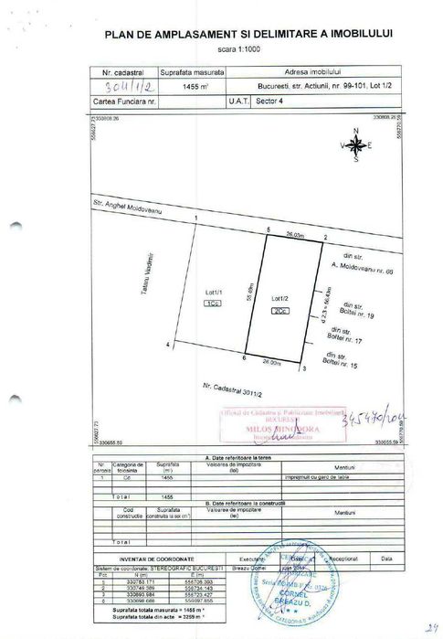 Teren de vanzare - Sector 4. str Anghel Moldoveanu