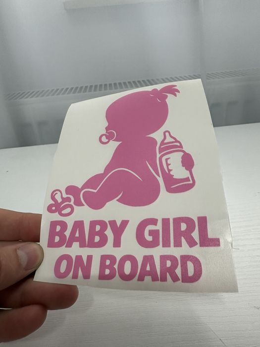 Sticker 15cm roz, baby girl on board