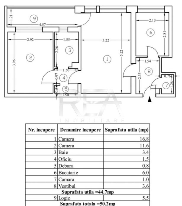 2 camere, 5/9, 50 mp, anvelopat-Gorjului
