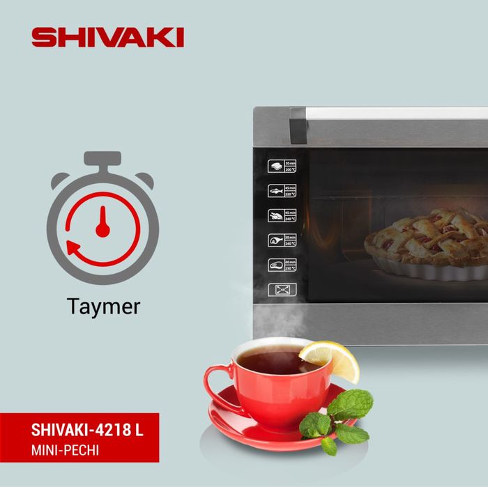 Мини печи Shivaki 4218 Inx/черн/черн (люкс)PushPull