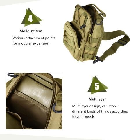 Geanta spatioasa "Molle" umar camo bej noua