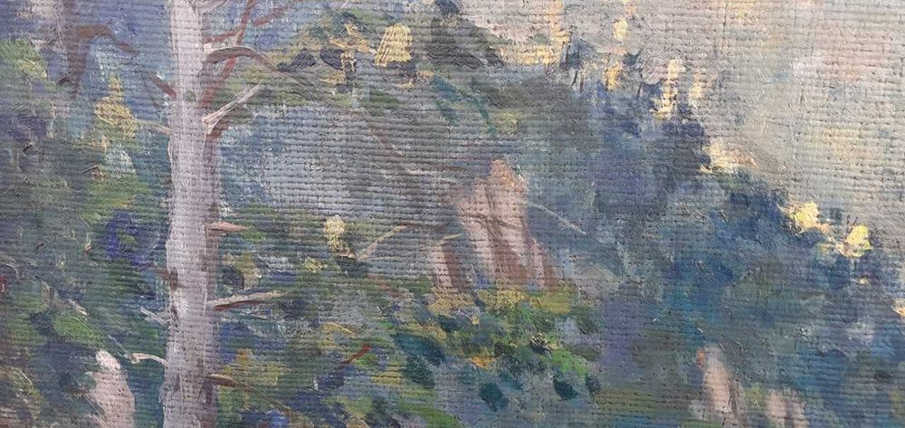 Tablou vechi - peisaj montan - semnat