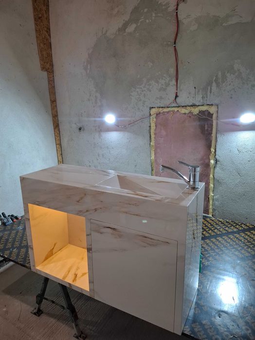 Мивка от гранитогрес . Шкаф с умивалник Луксозна мивка с шкаф