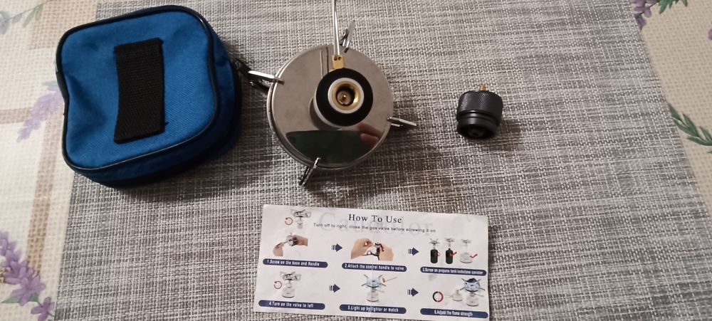 Aragaz portabil de camping cu geanta, Inox, 2800W, Argintiu