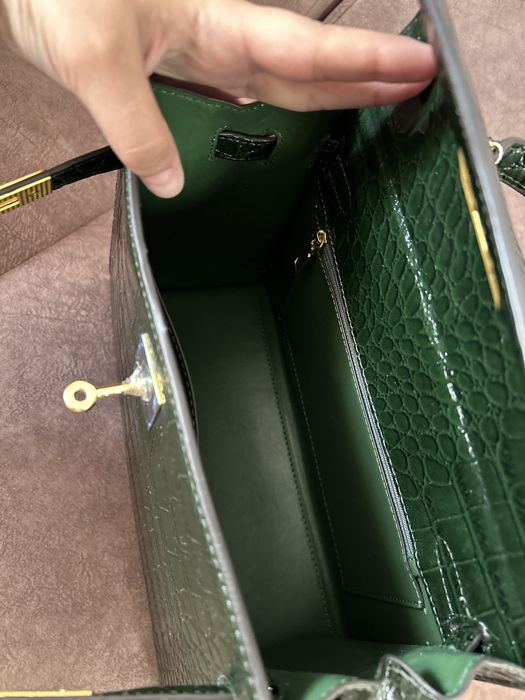 Кожа сумка, зеленый