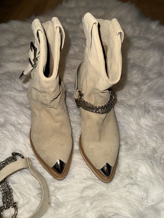 Ciocate piele naturala bej modish lant argintiu detasabil