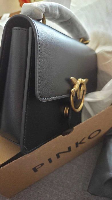 Кожена дамска чанта тип "куфарче" PINKO LOVE ONE