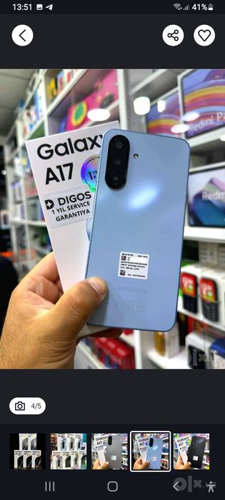 Samsung A17 madellari  qora ,seri, ko‘k ranglaridan bor .yangi hamyon