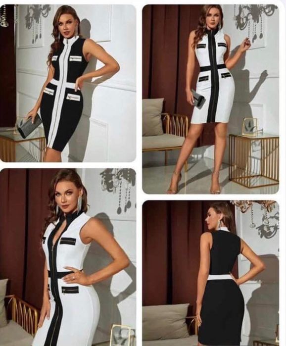 Бандажни рокли в черно и бяло