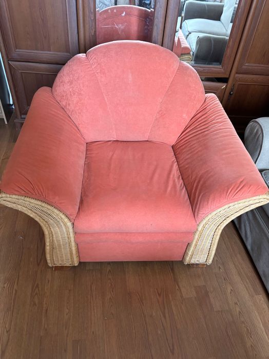 Ретро кресло/фотьойл с естествен ратан