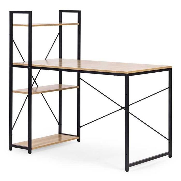 Компютърно бюро, дървено, с рафтове за съхранение, 120*60 см