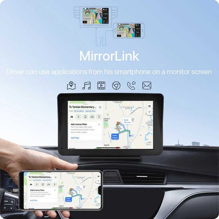 Navigație Auto Universală 7 inch, Apple CarPlay și Android Auto