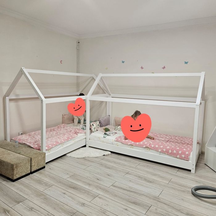 Pat / Patuturi Casuta Montessori alb, 2 bucati 90×200