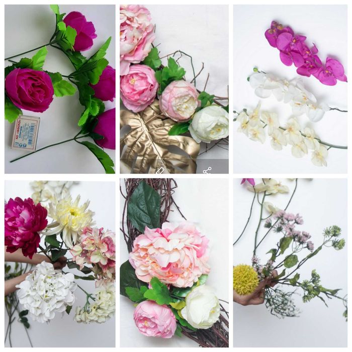 Искусственные цветы и листья