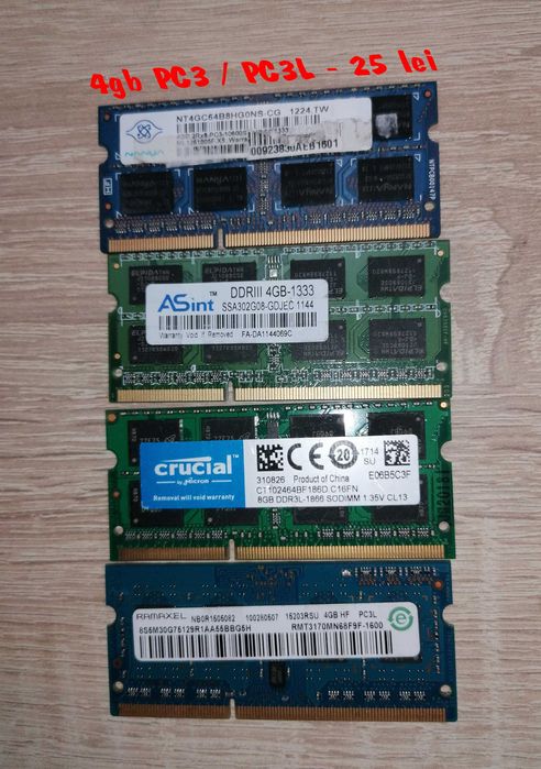 Rami DDR3/DDR4 desktop si laptop