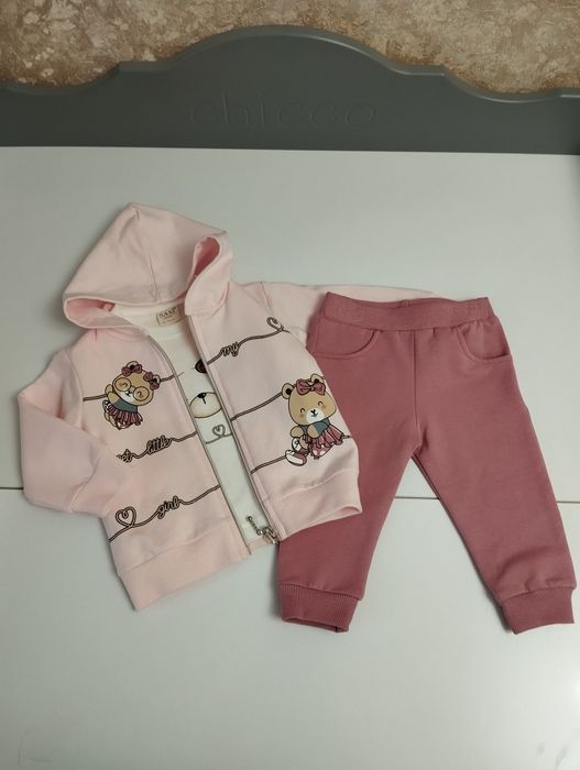 Комплект тройка для девочек, толстовка на молнии, штаны и кофта, Ту